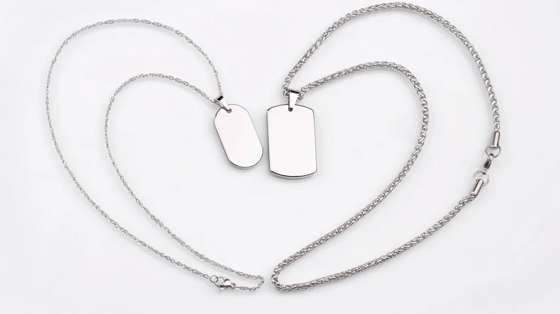 Новая мода индивидуальные серебряные тона карбида вольфрама Dog Tag подвески ожерелья для мужчин и женщин лазерная гравировка буквы или фото