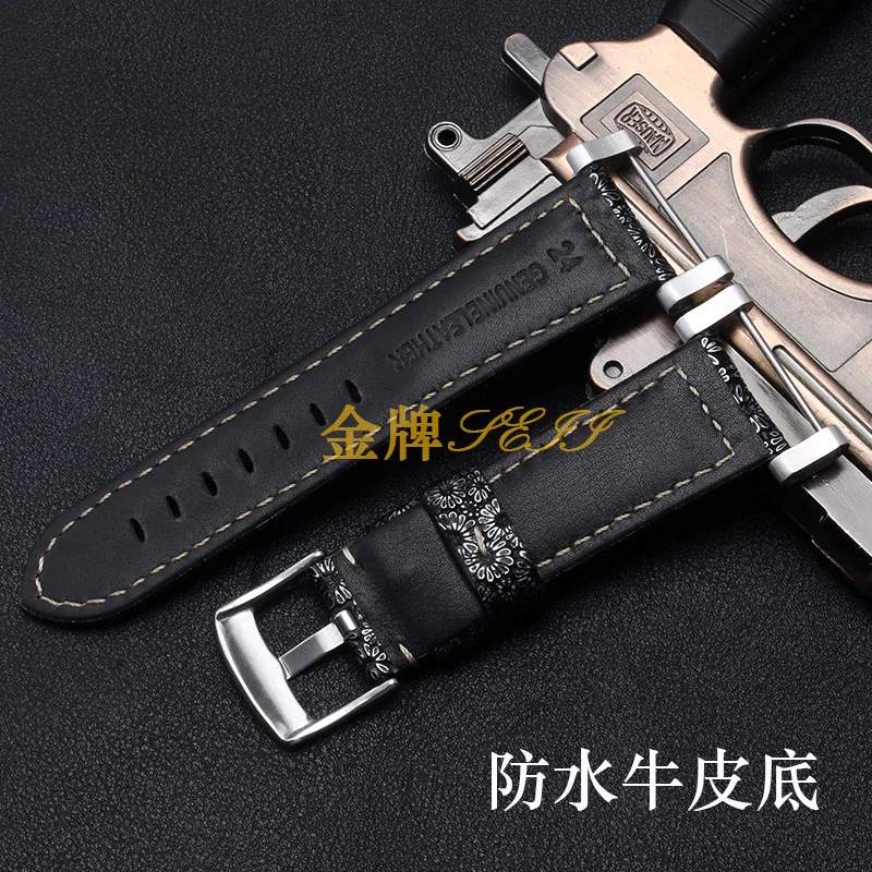 

24mm Fit suunto song Takuyama O expedition core Watch outdoor function watchband Black duty Leather Strap for men + adparts tool