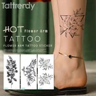 Временные модные татуировки на запястье пион рисунок треугольник тату наклейка цветок эскизы татуировки дизайн руки Геометрическая Татуировка черный