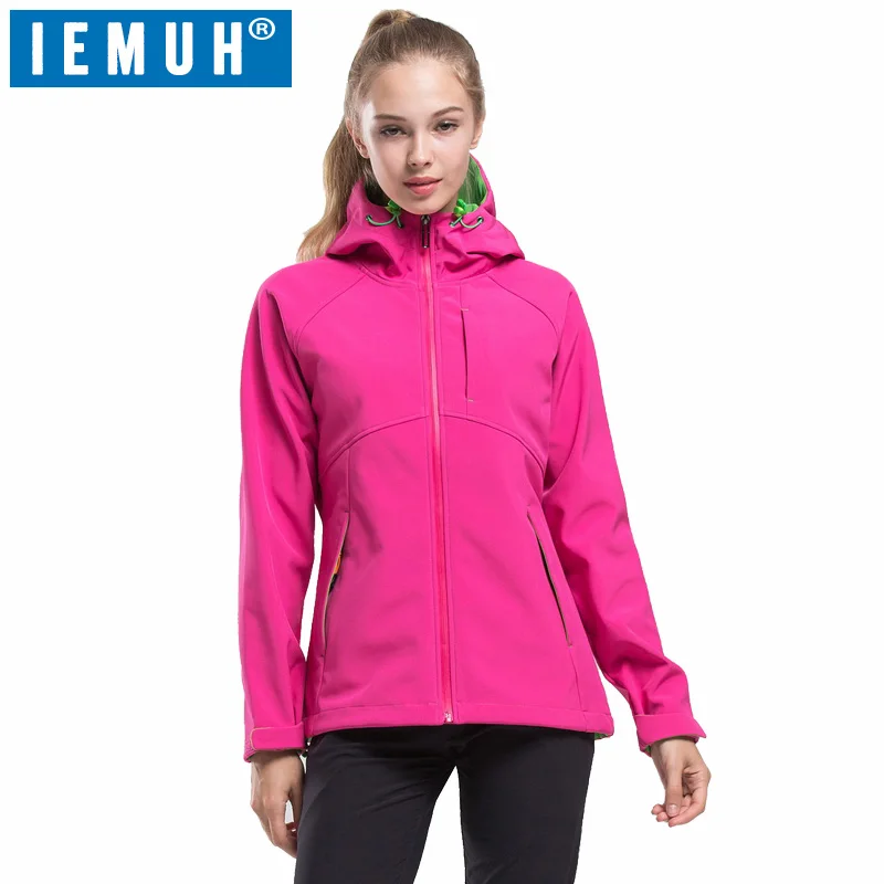 Бренд IEMUH женская уличная спортивная куртка Softshell утепленная ветрозащитная