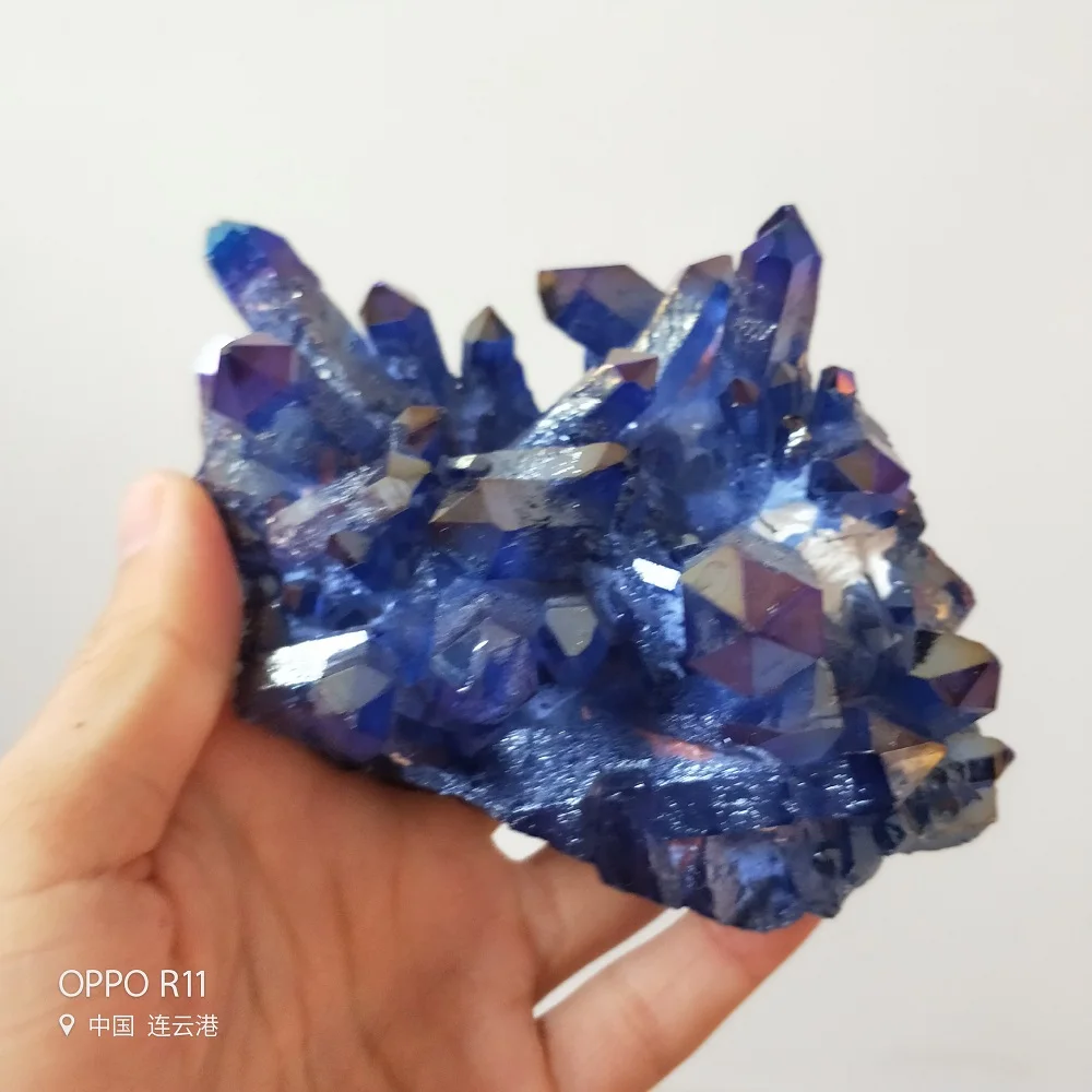 

Blue Aura Bismuth Titanium Silicon Gem Quartz Crystal Natural Quartz And Minerals Stone Decoration For Home
