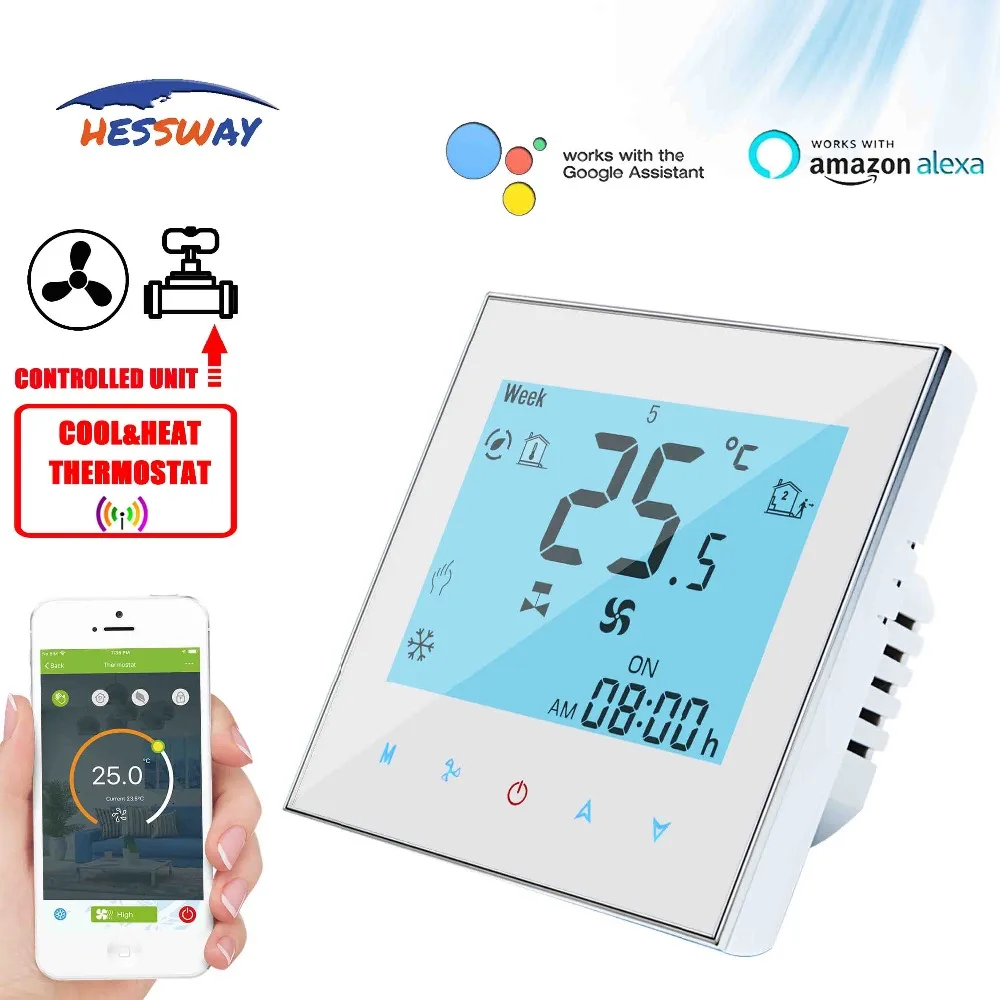 HESSWAY туя 2 трубы 4 трубы температура отопления охлаждения термостат Wi Fi Цифровой AC95~ 250 В для 3 Скорость фанкойл единиц