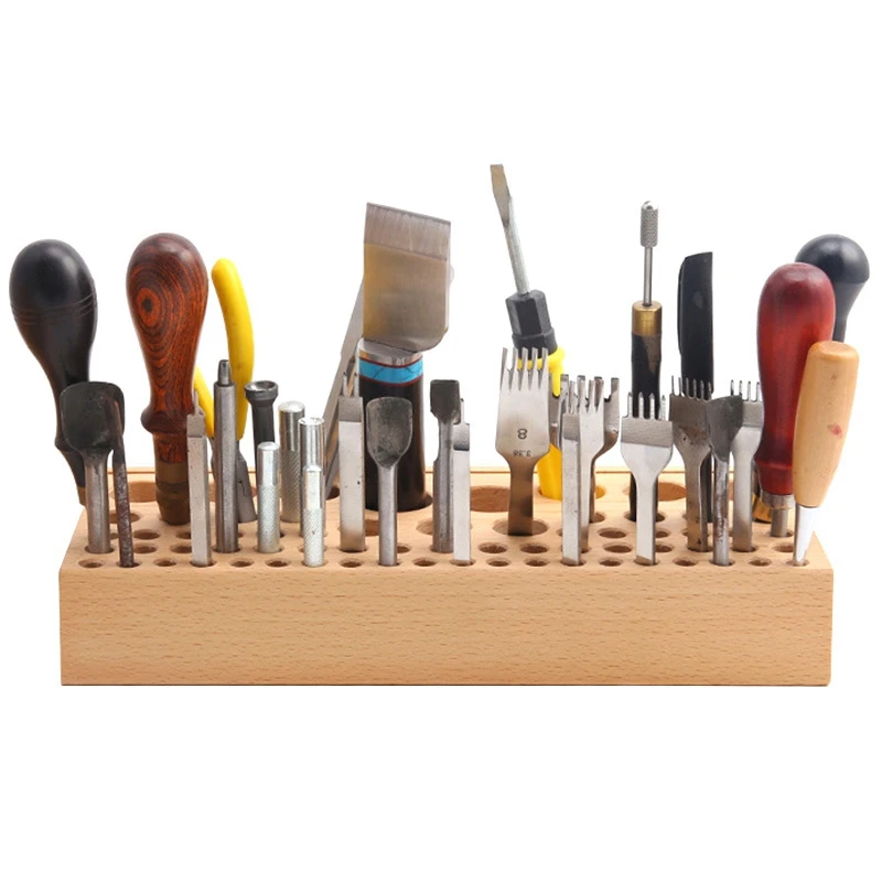 68 отверстий кожаная деревянная подставка для инструментов Настольная стойка