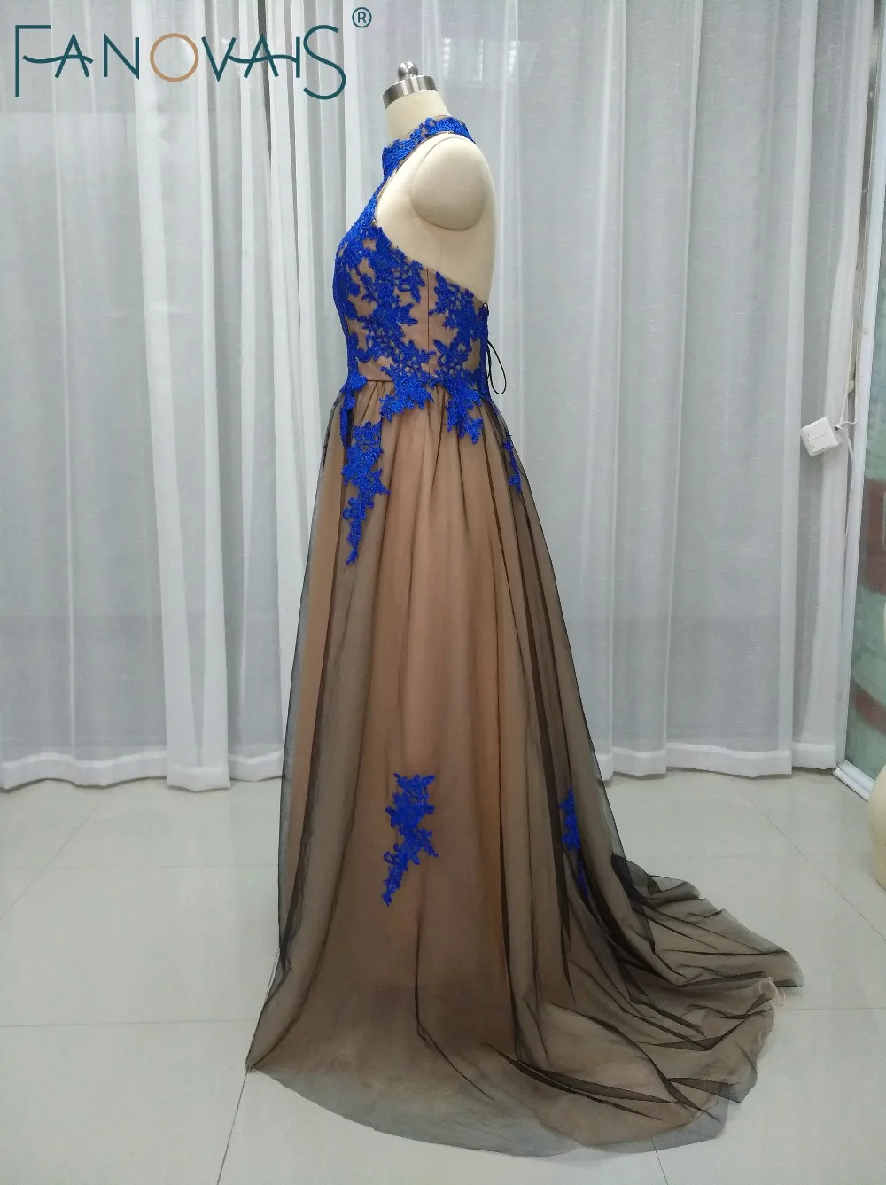 Мать Дочь Платья Холтер Кружева Платье Выпускного Вечера 2k17 Синий и черный