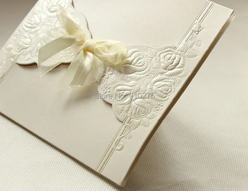 Набор из 20 свадебных пригласительных открыток с лазерной резкой и бантом|bow cards|set