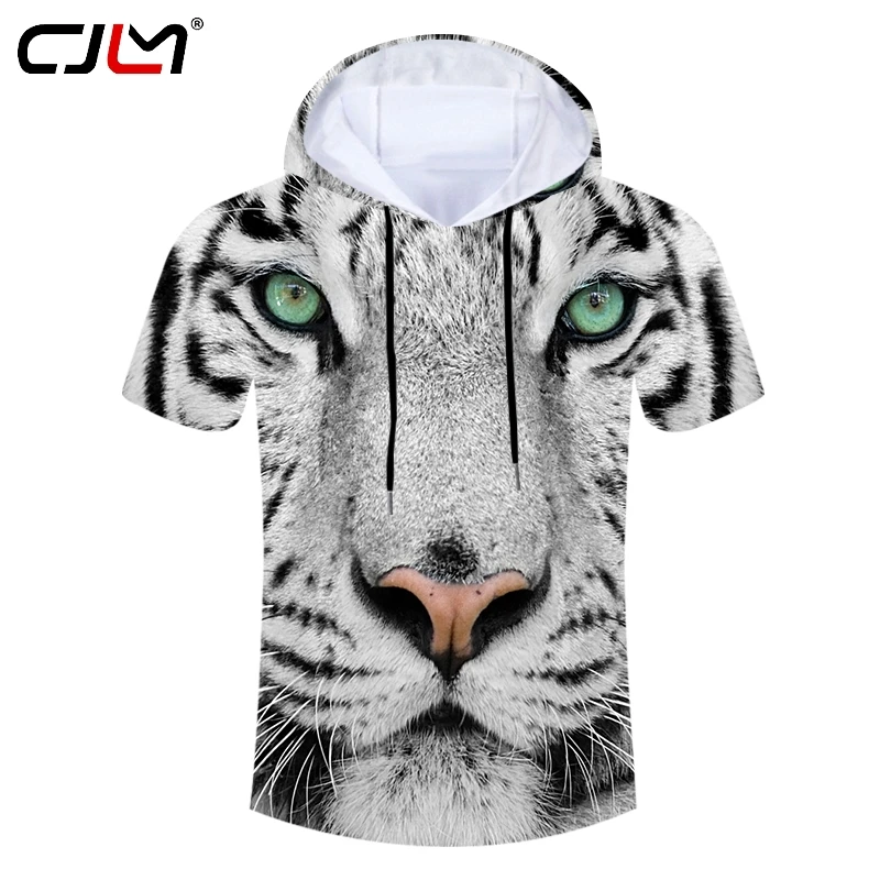 

CJLM мужская черно-белая полосатая футболка с капюшоном с животными, мужская Милая толстовка с капюшоном с тигром, футболка с 3D принтом, футбо...