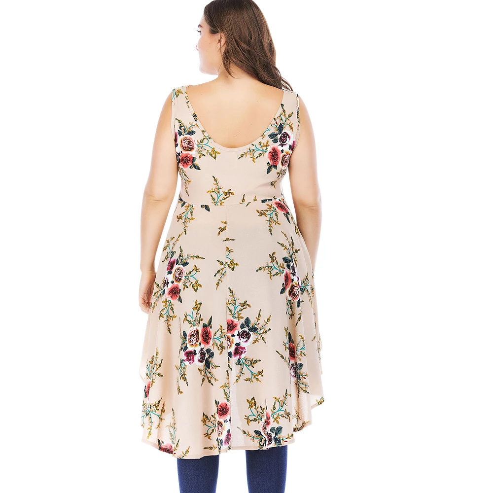 Женская Длинная блузка VESTLINDA летняя с цветочным принтом большие размеры