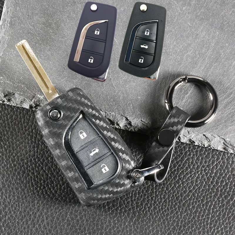 Новый Стильный чехол-книжка из углеродного волокна с 2 или 3 кнопками для Toyota Camry