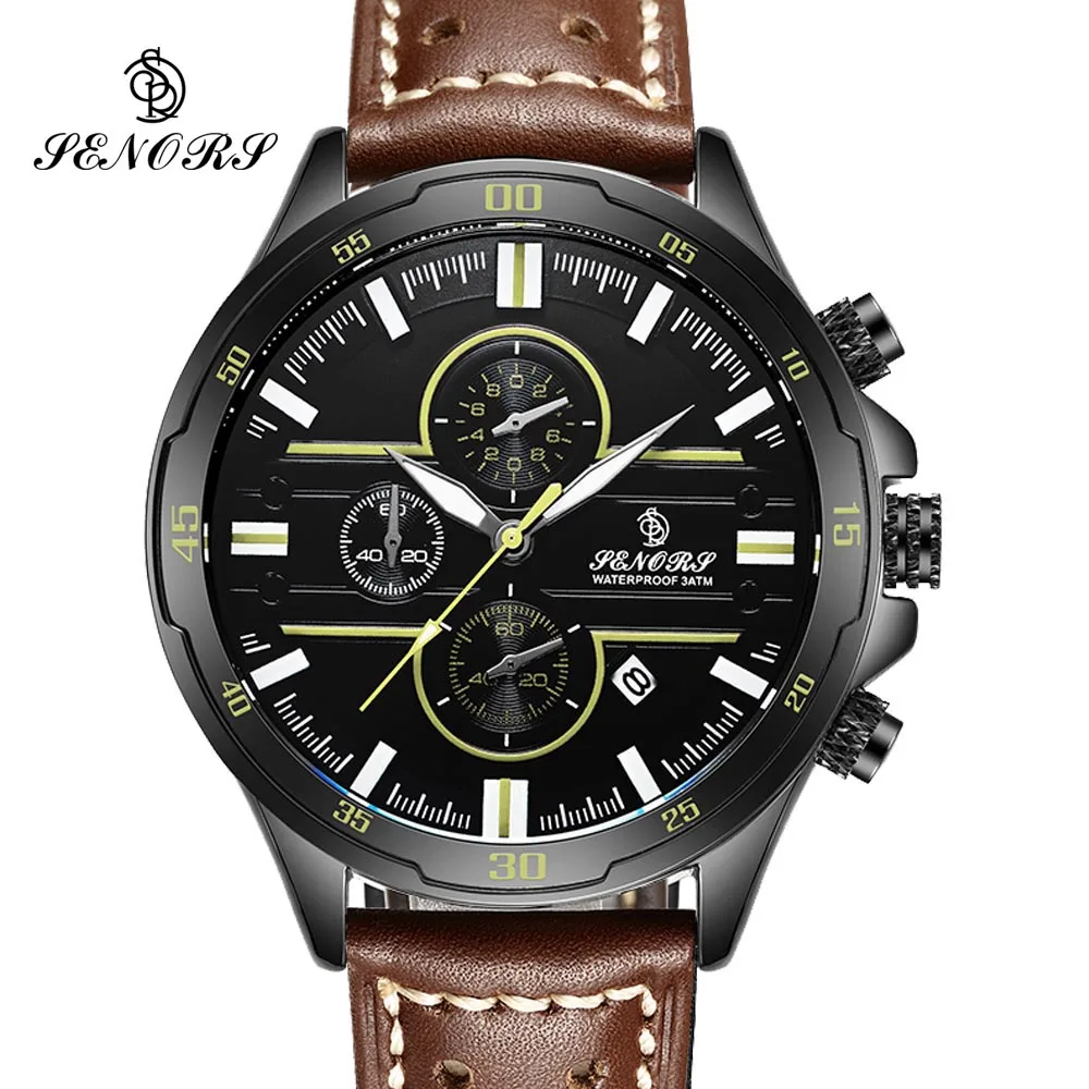 relogio masculino SENORS Mens Watches Top Brand Luxury Fashion Business Quartz Watch Men Sport Steel Waterproof Wristwatches|wristwatch