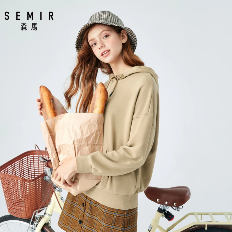 SEMIR толстовки для женщин с капюшоном на весну Молодежная модная одежда длинными