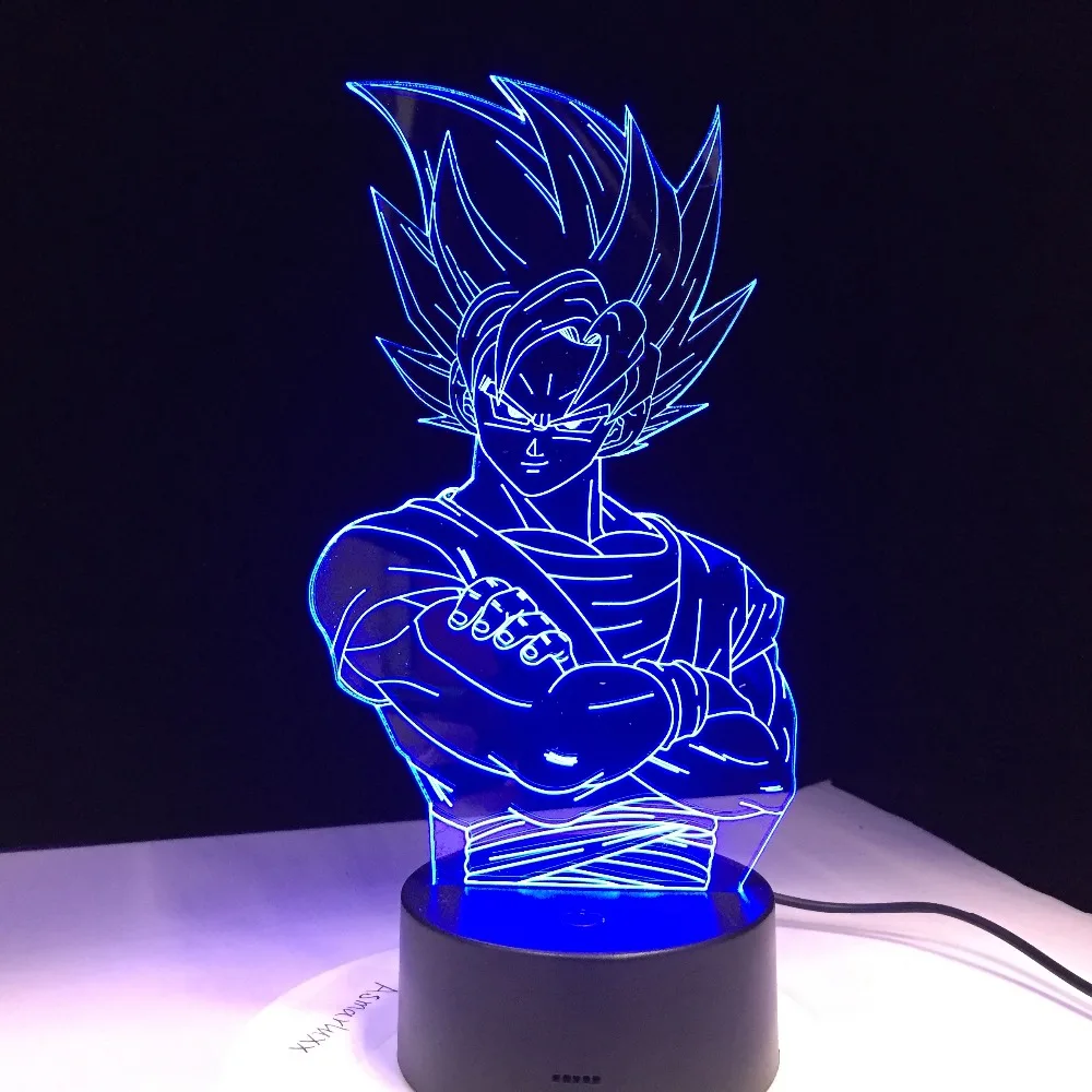 Для детей Dragon Ball Z Vegeta Супер Saiyan светодиодный светильник супер Сон Гоку Led Настольная лампа Luces Navidad с сенсорным/дистанционным управлением