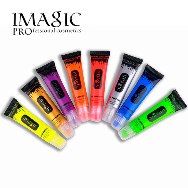 Косметическая флуоресцентная краска IMAGIC 8 цветов неоновая для лица и тела 13 мл УФ