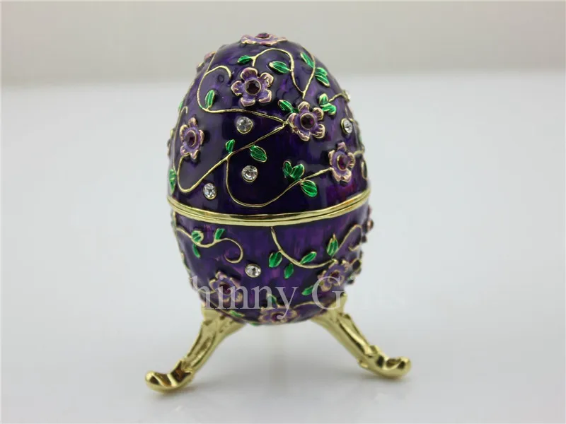 Pewter Enamel Handmade Gift Crystal metal Easter Egg Trinket Box Flower Decor Vintage Russia Magnet Craft | Дом и сад