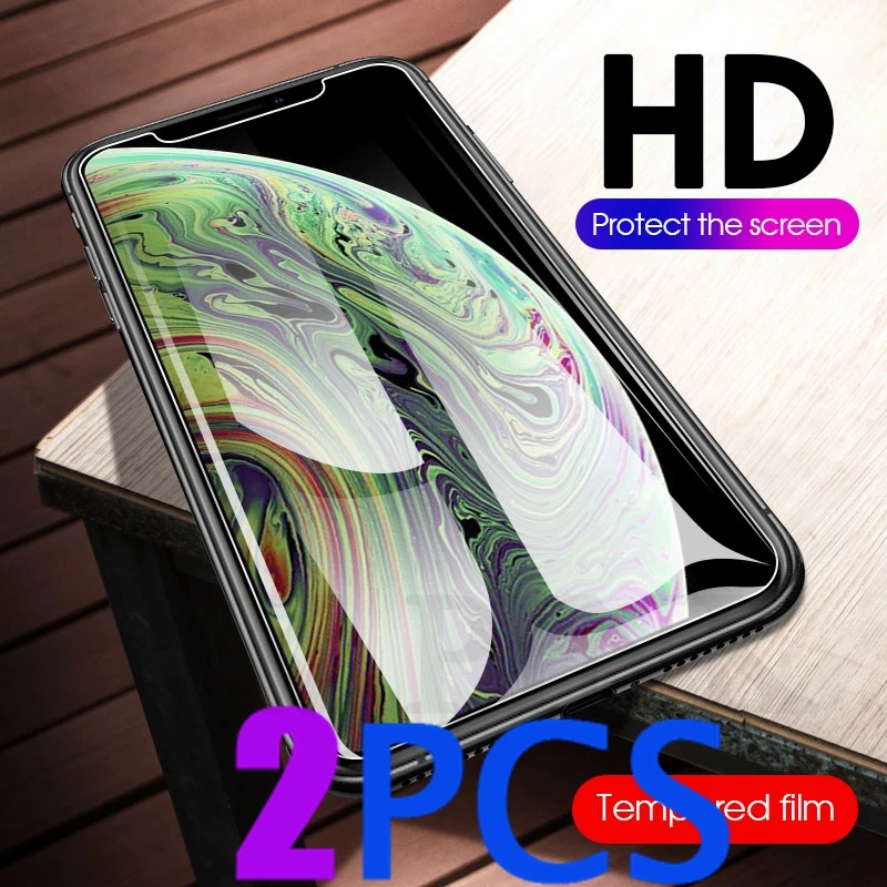 2PCS Screen Protector Tempered Glass For iPhone XS MAX XR 6 6S 7 8 Plus X 5S 5 S SE 5C 4S 4 9H 3D |