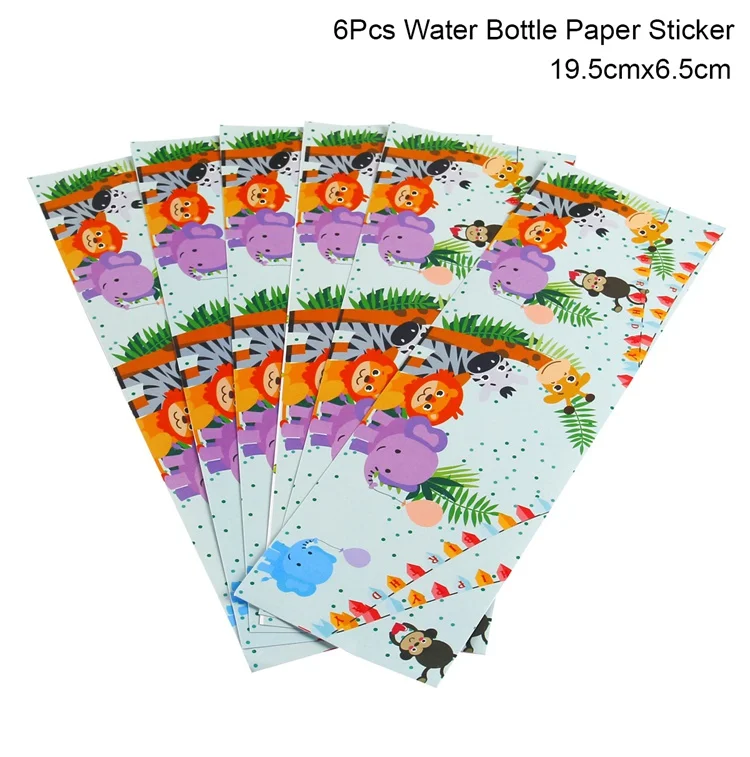 Sticker FENGRISE одноразовая посуда джунгли вечерние день рождения Декор дети джунгли для вечеринки в стиле сафари животные тема, детский душ принадлежности - Цвет: Sticker