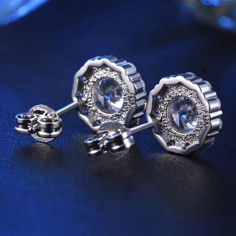 Роскошные серьги гвоздики в форме цветка AAA для женщин цвет белое золото новый