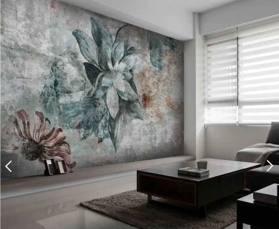 European Vintage Flower Wallpaper Wall Mural Dark Background Papers Roll for Living Room Printed Photo Wallpapers Customize |