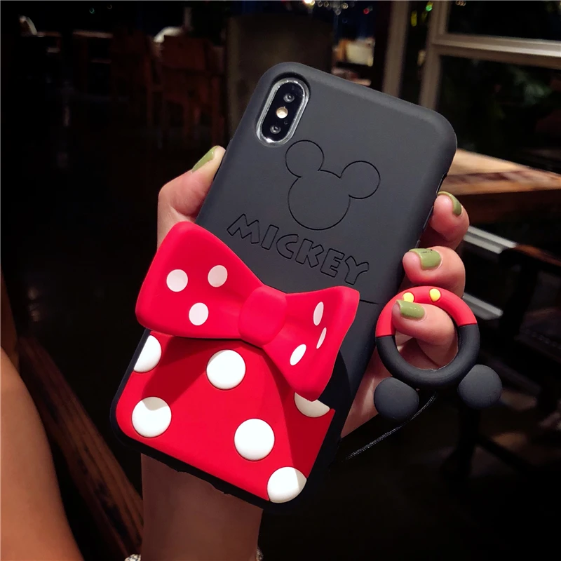Чехол для iPhone 11 pro max мягкий силиконовый чехол XS Max мультяшный ip XR 7/8 plus 6 6S бант