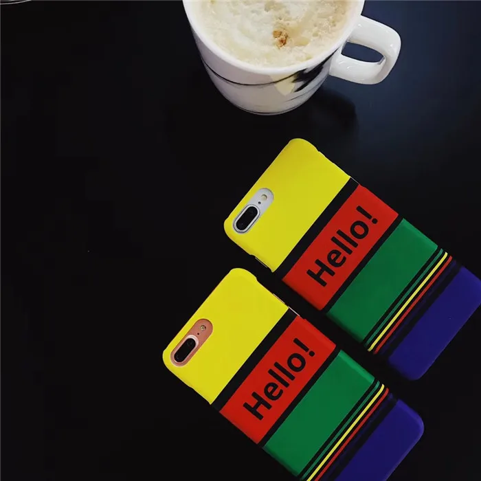 Простой цвет в полоску чехол для iphone X Мода Письмо 8 7 6 6s плюс | Мобильные телефоны и