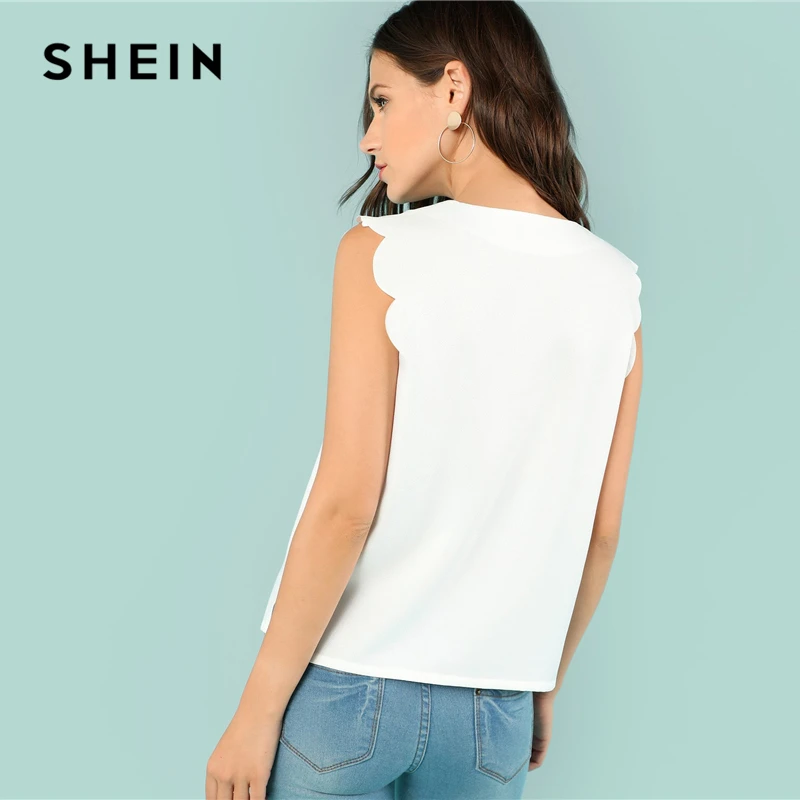 SHEIN Топ С Фигурной Отделкой Женская Летняя Повседневная Блузка Без Рукавов