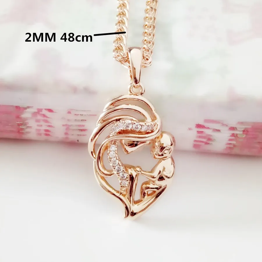 pendant 48cm chain Ортодоксальные подвески, кулон для мамы и сына, Женские Ювелирные изделия 585, золотой цвет, кулон, Модное Новое ожерелье, подвески - Окраска металла: pendant 48cm chain