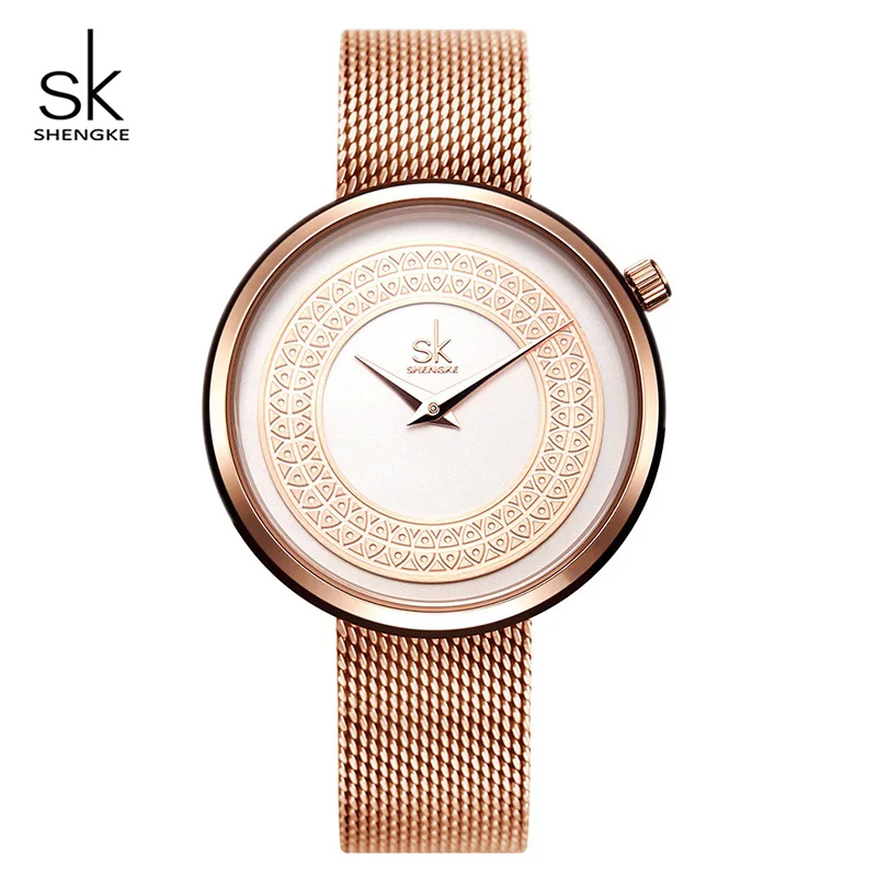 Rose Gold Shengke, женские кварцевые часы, винтажные часы, Дамский Топ бренд, роскошные женские наручные часы, часы, Relogio Feminino - Цвет: Rose Gold