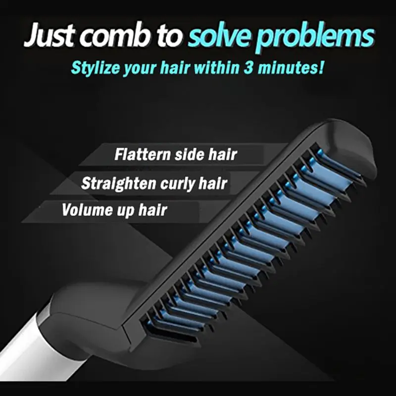 

Quick Beard Straightener Styler Comb Hair Curling Curler Show Cap Tool Multifunctional Hair Comb Personal Care Beard Style Men