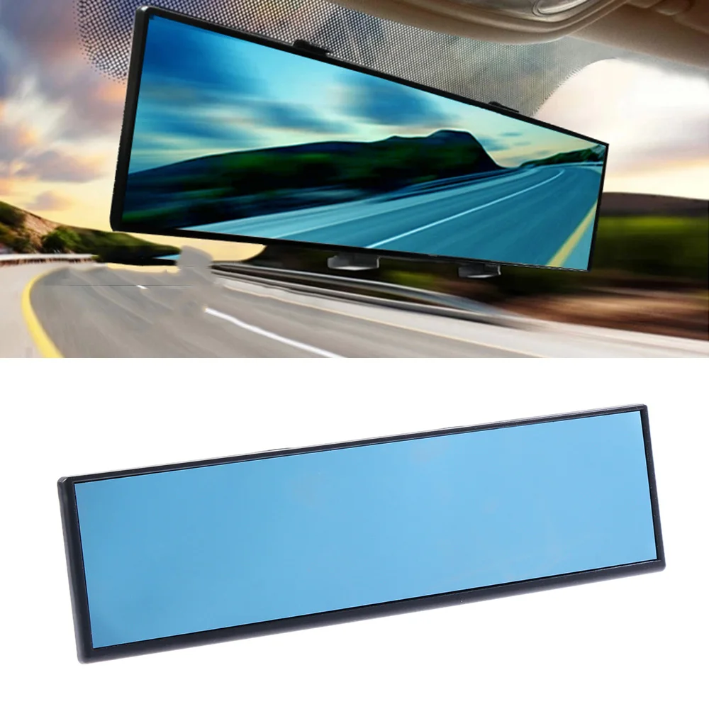 1PC Universal Antiglare Blue Large Wide Car Rear View Parking Reference Angle Auto Reverse Back Curve Convex Interior Mirrors