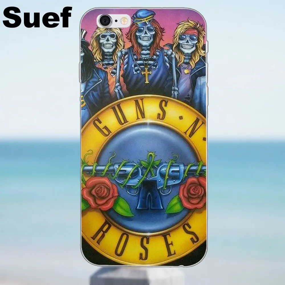 Suef Guns N Roses Rock Band Мягкая Мода для iPhone 4 4S 5 5S 5C SE 6 6S 7 8 Plus X Samsung Galaxy J1 J3 J5 J7 A3 A5 2016 2017 |
