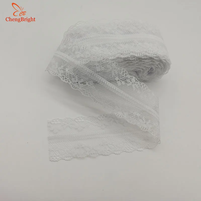 white ChengBright 10 ярдов кружевная лента 36 мм широкая белая кружевная отделка кружевная тесьма отделка для шитья африканская кружевная ткань - Цвет: white