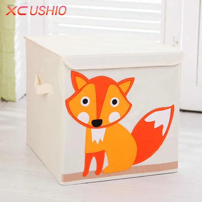 XC USHIO мультфильм животное складной ящик для хранения детская одежда игрушка разное Органайзер коробка органический хлопок ткань корзина для хранения игрушек