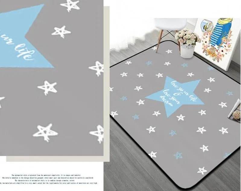 Nordic Style Rug for Home Livingg Room Star Printed Kids Play Mat Baby Playing Floor Bedside 100x150CM Hallway | Дом и сад