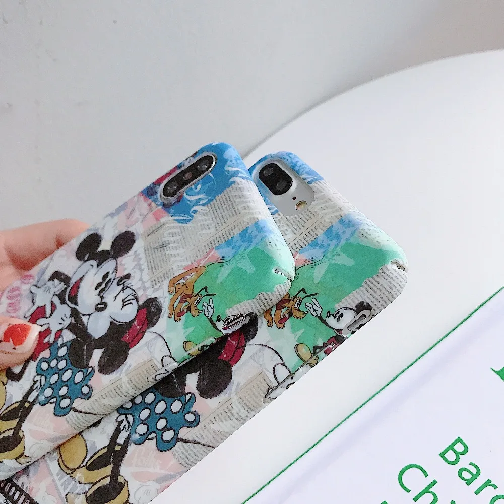 Матовые чехлы для телефонов iphone X XR XS Max с Микки Маусом Жесткий Чехол 6 6s 7 8 plus