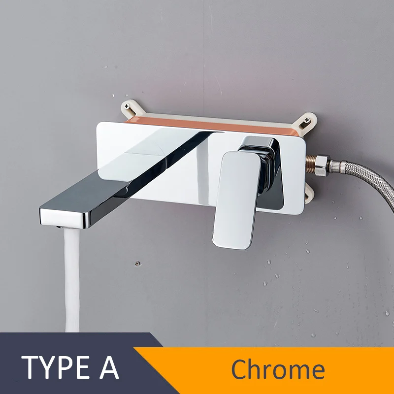 Chrome A Quyanre Бронзовый черный водопад кран для раковины настенное крепление встроенный ящик Скрытый кран для раковины вращающийся на 360 носик кран для ванной комнаты - Цвет: Chrome A