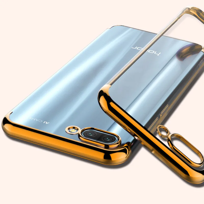 Мягкий силиконовый прозрачный чехол с покрытием для huawei P20 Pro P10 Lite Plus Honor 10 9 Lite V10 V9 Play Phone Cover чехол s Bag - Цвет: Gold