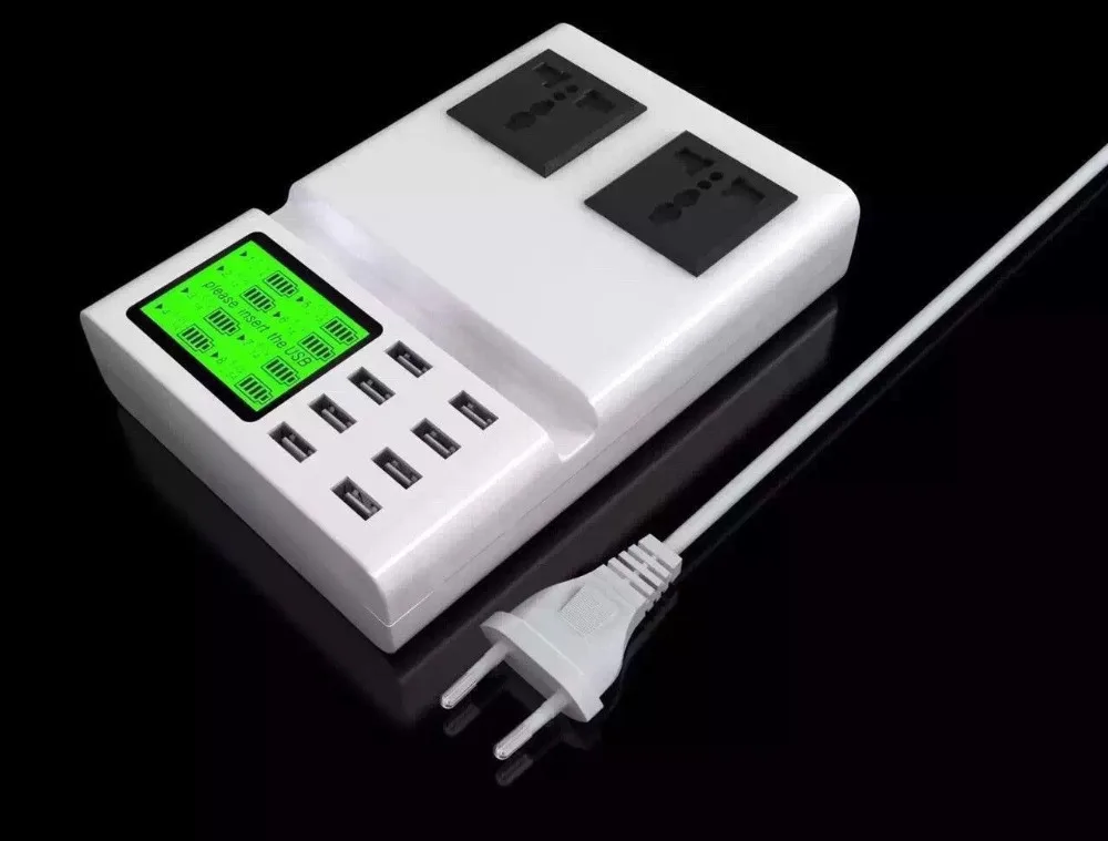 KOOYUTA многопортовое настольное зарядное устройство 8 usb-хаб ЖК-дисплей розетка переменного тока розетка удлинитель адаптер держатель телефона для huawei