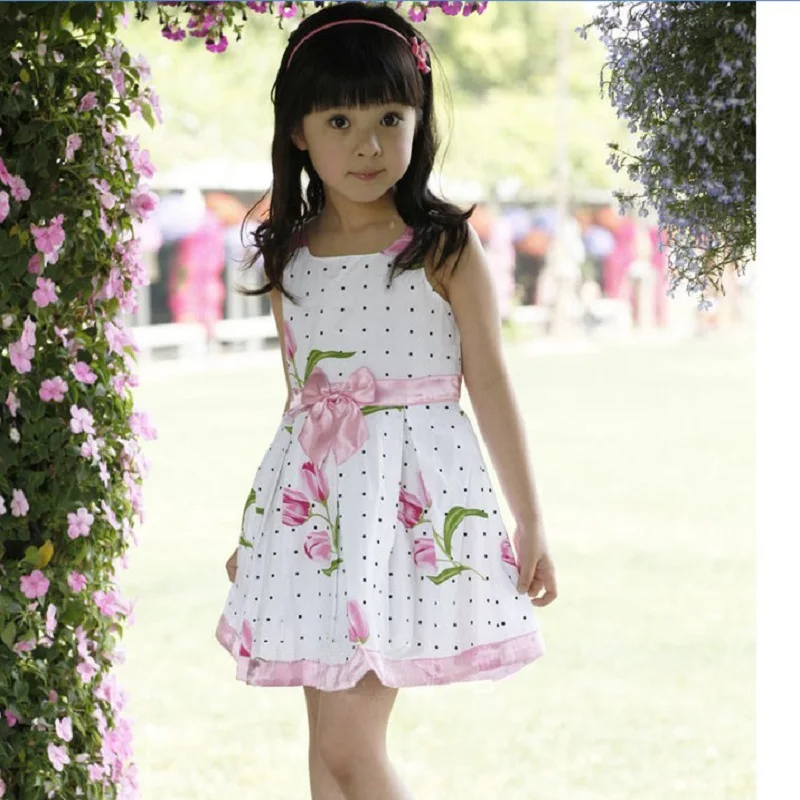 Summer Girls Dress Cute Flower Baby Princess Party Wedding Vestidos Kids Sleeveless Children Clothing New | Детская одежда и обувь
