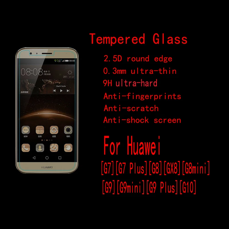 5 шт./лот fenghemei закаленное Стекло Экран протектор для huawei G7 плюс GX8 G8 мини G9 G10