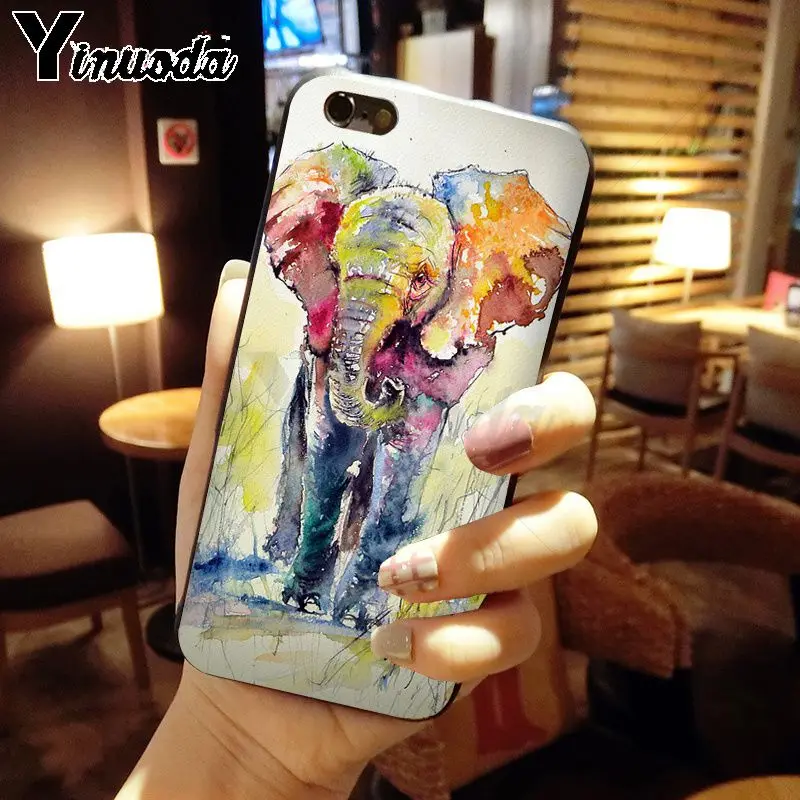 Yinuoda elephant animal indian DIY Painted Phone Accessories Case for iPhone 5 5Sx 6 7 7plus 8 8Plus X XS MAX XR case | Мобильные