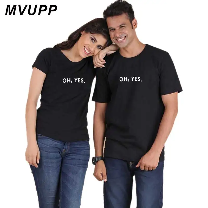 OH YES funny letter tshirt couple clothes for husband and wife matching costume korean tops tees lovers casual men women summer | Женская