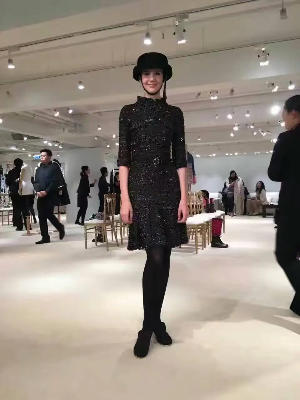 Новинка 2016 зимнее платье для женщин элегантное твидовое офиса потрясающее