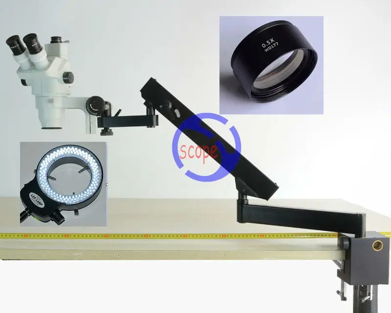 

FYSCOPE 3.35X-45X STEREO ZOOM MICROSCOPE +ARTICULATING STAND WITH CLAMP+144LED