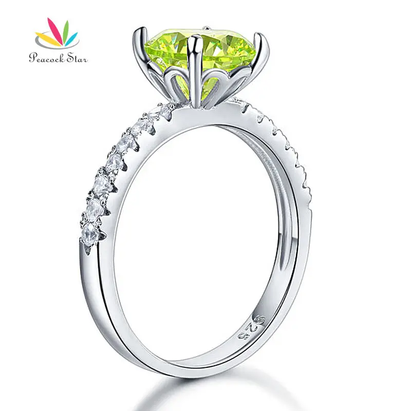 

Peacock Star 925 Sterling Silver Green Wedding Promise Ring CFR8214