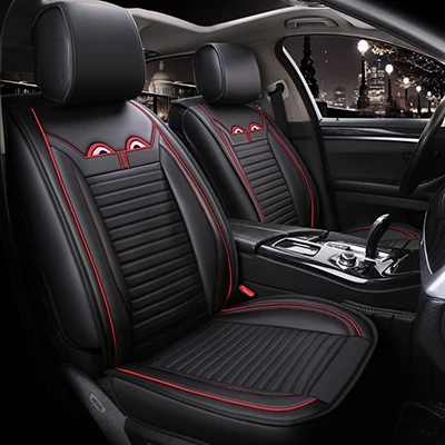 Black red WLMWL универсальный кожаный чехол для сиденья автомобиля для Skoda octavia fabia rapid superb kodiaq все модели yeti аксессуары для стайлинга автомобилей - Название цвета: Black red