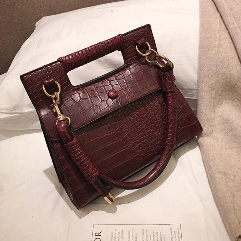 

European Fashion Lady Tote bag Quality PU Leather Women's Designer Handbag Crocodile pattern Shoulder Messenger Bags l9-29