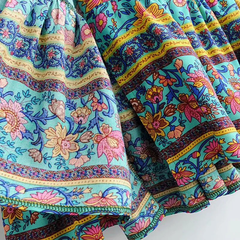 Женское винтажное мини платье с цветочным принтом Wonder Boho Пляжное коротким