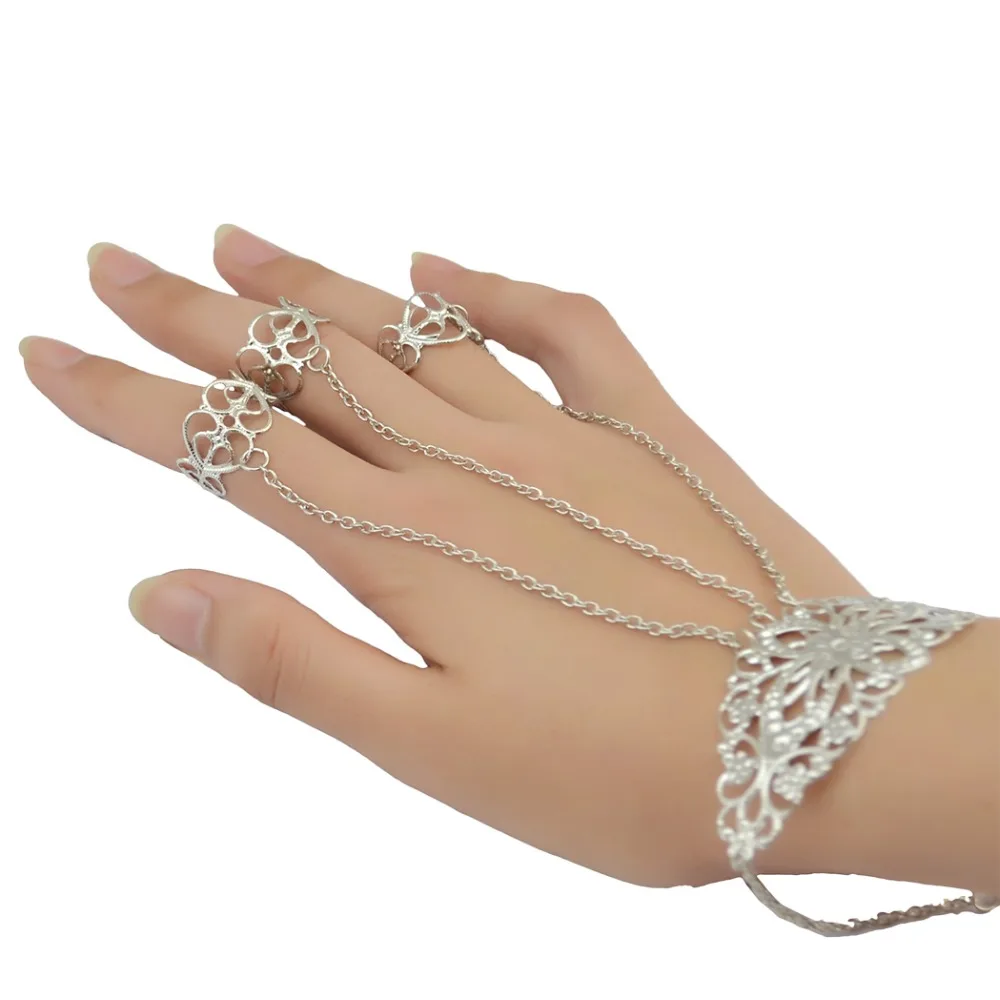 Индийские ювелирные изделия металлический резной цветок ручной браслет цепочка