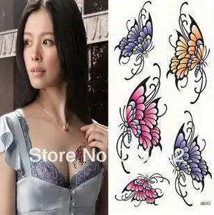 

100PCS fashion waterproof men women temporary butterfly dragon body art lips glitter Tattoo stickers paper Color Free shipping