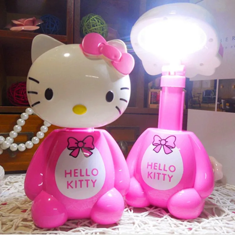 Горячая новинка светодиодный перезаряжаемый Настольный светильник hello kitty гибкий Ночной светильник 12 Светодиодный 220 В лампа для чтения для защиты глаз студента