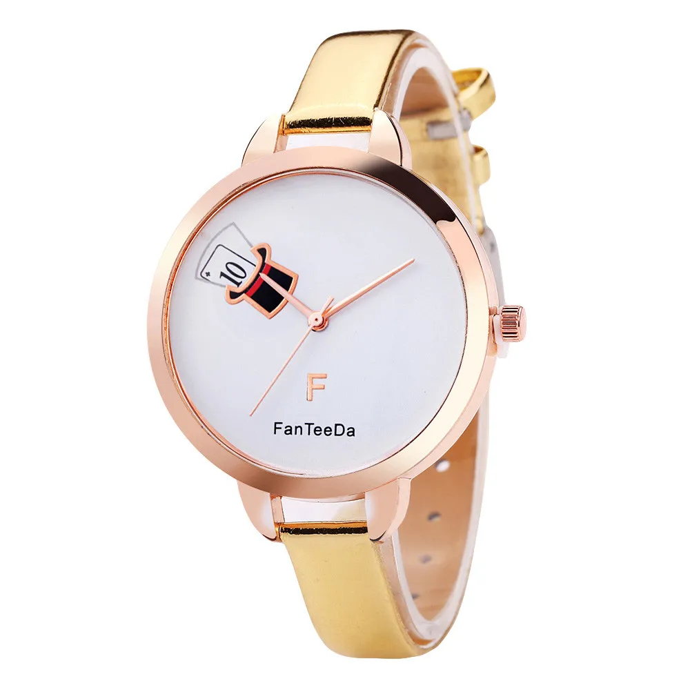 FanTeeDa женские часы с аналоговым сплавом Reloj hombre кожаный ремешок уникальные